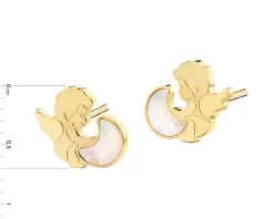 Złote kolczyki z masą perłową - aniołki