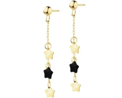 Złote kolczyki z onyksami syntetycznymi - gwiazdy