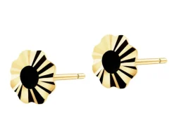 Złote kolczyki z onyksami syntetycznymi