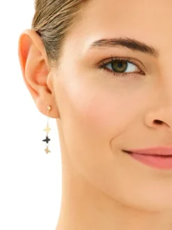 Złote kolczyki z onyksami syntetycznymi - motyle