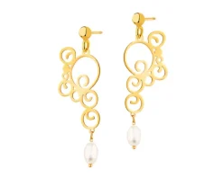 Złote kolczyki z perłami