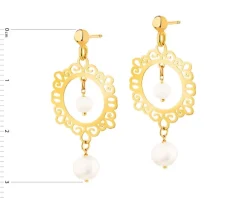 Złote kolczyki z perłami