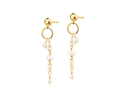 Złote kolczyki z perłami - kulki