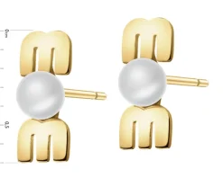 Złote kolczyki z perłami - mama