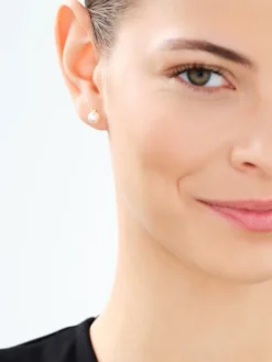 Złote kolczyki z perłami - serca