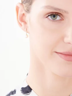 Złote kolczyki z perłami i cyrkoniami