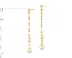 Złote kolczyki z perłami i cyrkoniami