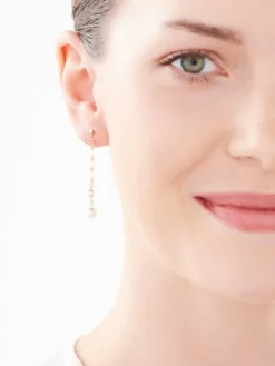 Złote kolczyki z perłami i cyrkoniami