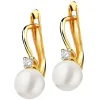 Złote kolczyki z perłami i cyrkoniami