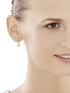 Złote kolczyki z perłami i cyrkoniami