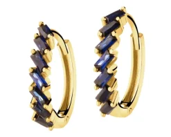 Złote kolczyki z szafirami syntetycznymi - koła