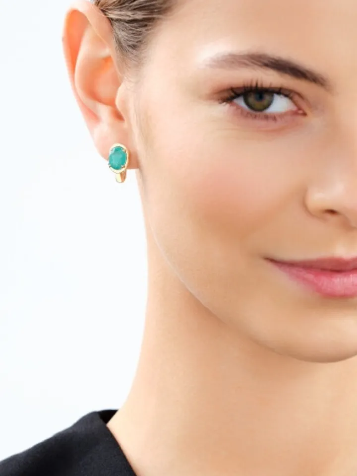 Złote kolczyki z turmalinami syntetycznymi