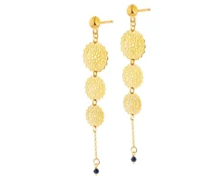 Złote kolczyki ze szkłem - rozety