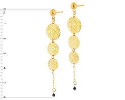 Złote kolczyki ze szkłem - rozety