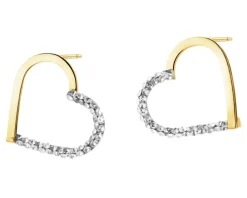 Złote kolczyki ze szkłem szlifowanym - serca