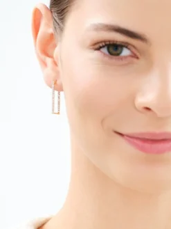 Złote kolczyki ze szkłem szlifowanym