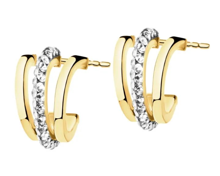 Złote kolczyki ze szkłem szlifowanym