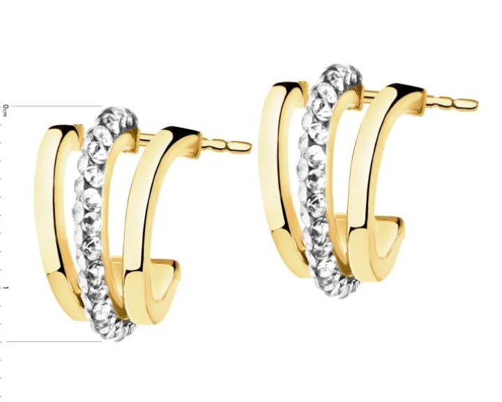 Złote kolczyki ze szkłem szlifowanym