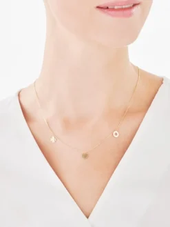 Złoty naszyjnik - koniczyna, serce, koło