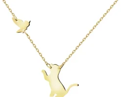 Złoty naszyjnik - kot, ptak