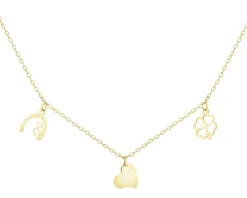 Złoty naszyjnik - podkowa, serca, koniczyna