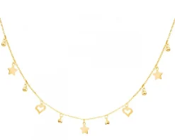 Złoty naszyjnik  - serca, gwiazdy