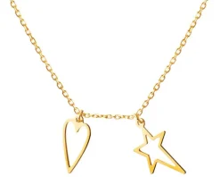 Złoty naszyjnik - serce, gwiazda