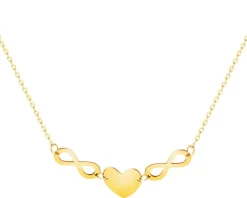 Złoty naszyjnik - serce, nieskończoności