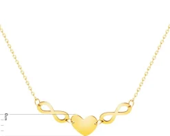 Złoty naszyjnik - serce, nieskończoności