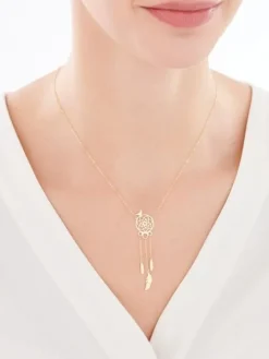 Złoty naszyjnik, ankier - łapacz snów