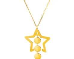 Złoty naszyjnik, ankier - gwiazda, koła