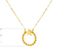 Złoty naszyjnik, ankier - koło, gwiazda