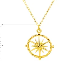 Złoty naszyjnik, ankier - kompas, róża wiatrów