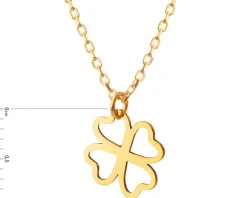 Złoty naszyjnik, ankier - koniczyna