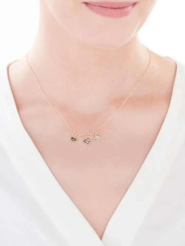 Złoty naszyjnik, ankier - koniczyna, koło, serce