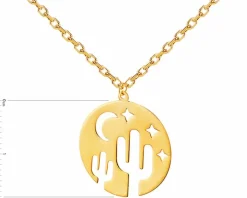 Złoty naszyjnik, ankier - koło, kaktusy