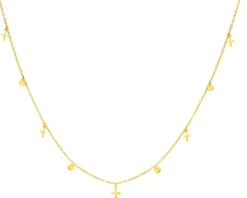 Złoty naszyjnik, ankier - krzyże, koła