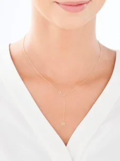 Złoty naszyjnik, ankier - Księżyc,  gwiazda