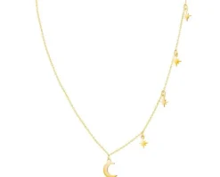 Złoty naszyjnik, ankier - Księżyc, gwiazdy