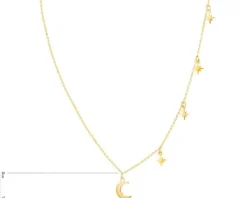Złoty naszyjnik, ankier - Księżyc, gwiazdy