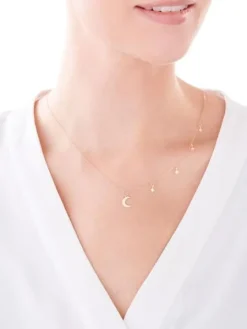 Złoty naszyjnik, ankier - Księżyc, gwiazdy