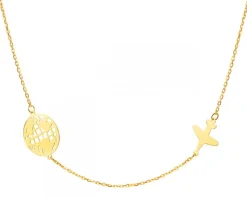 Złoty naszyjnik, ankier - kula ziemska, samolot