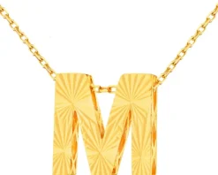 Złoty naszyjnik, ankier - litera M