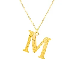 Złoty naszyjnik, ankier - litera M
