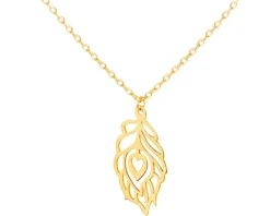 Złoty naszyjnik, ankier - liść