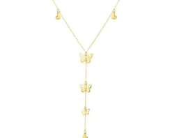 Złoty naszyjnik, ankier - motyle, serca