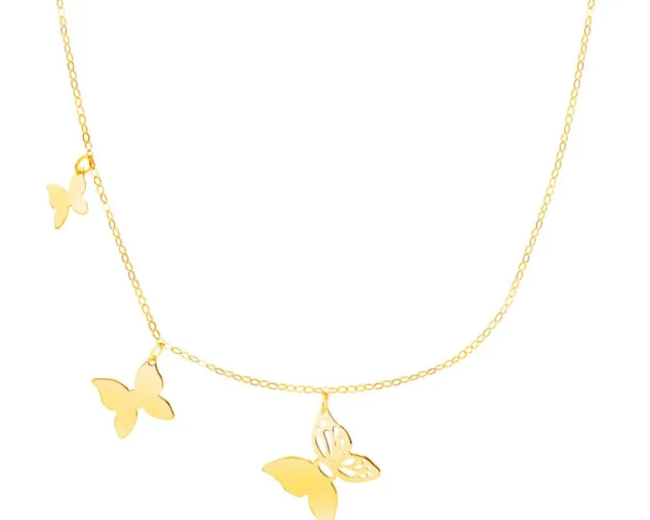 Złoty naszyjnik, ankier - motyle