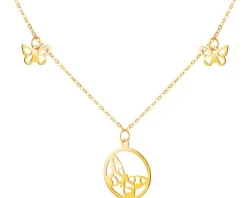 Złoty naszyjnik, ankier - motyle