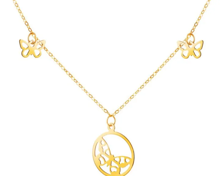 Złoty naszyjnik, ankier - motyle