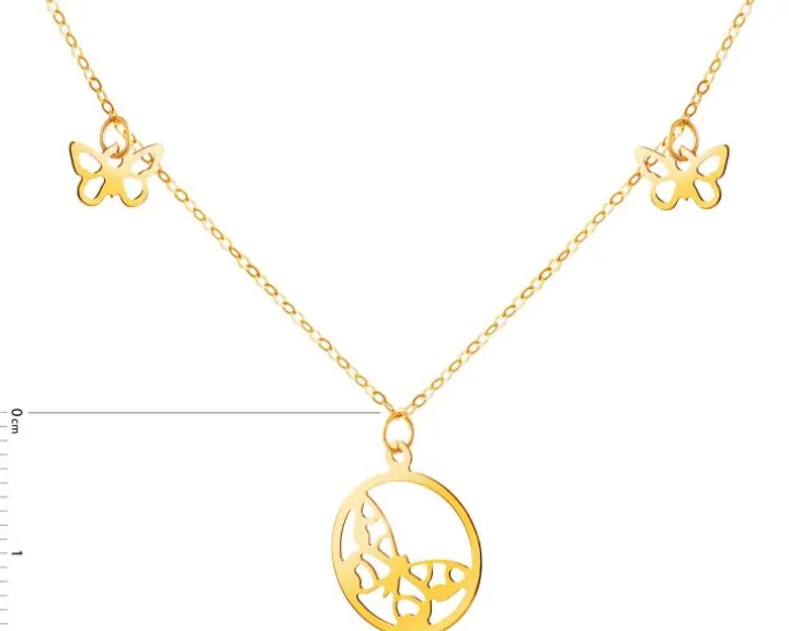 Złoty naszyjnik, ankier - motyle